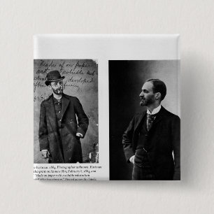 Two portraits of George Eastman  1884 and 1890 15 Cm Square Badge