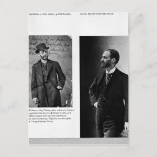 Two portraits of George Eastman  1884 and 1890 Postcard