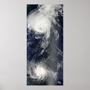 Two powerful storms span the Atlantic Ocean Poster