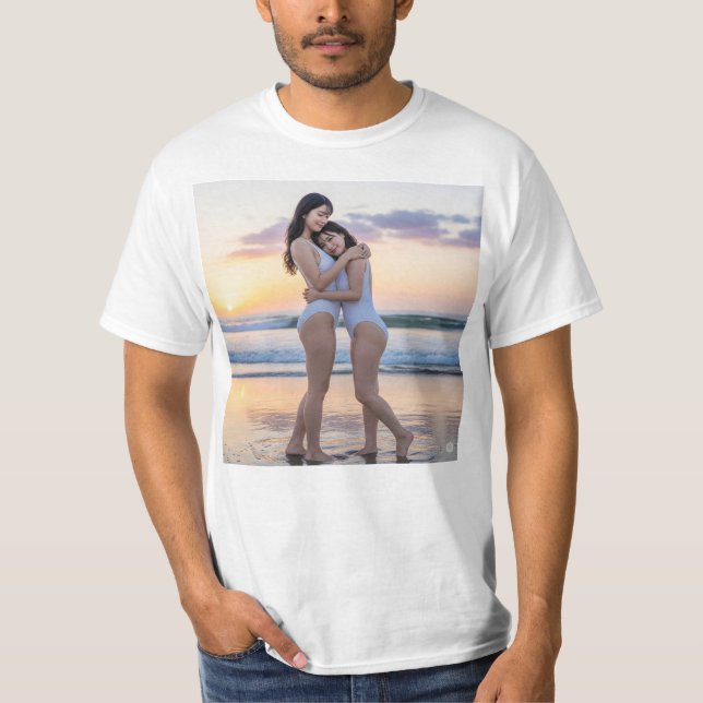 Two pretty girls are hugging each other to confirm T-Shirt (Front)