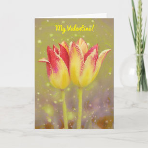 Two Pretty Tulip Flowers Together Valentine's Day Card