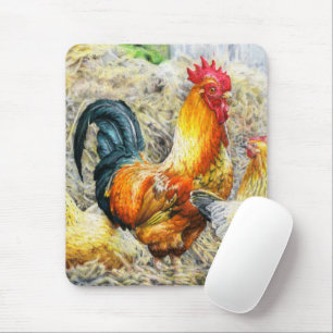 Two Proud Barn Roosters Mouse Pad