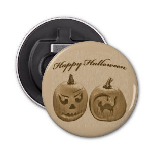 Two Pumpkin Happy Halloween Bottle Opener
