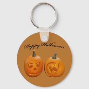 Two Pumpkins Happy Halloween Key Ring
