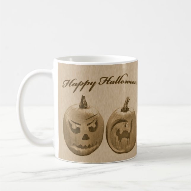 Two Pumpkins Happy Halloween Mug (Left)