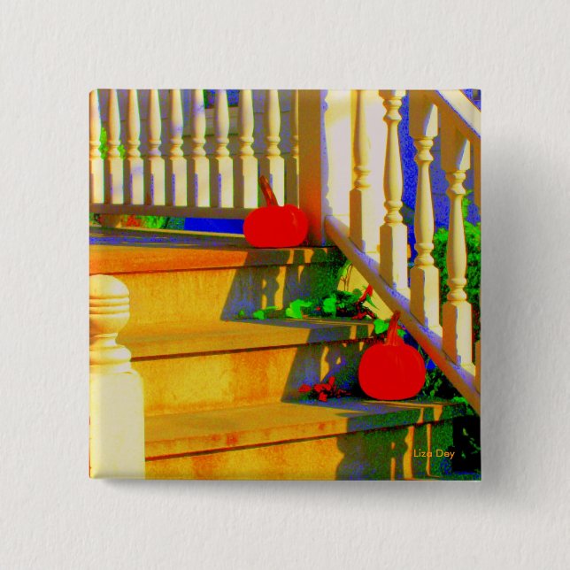 'Two Pumpkins' Square Button (Front)