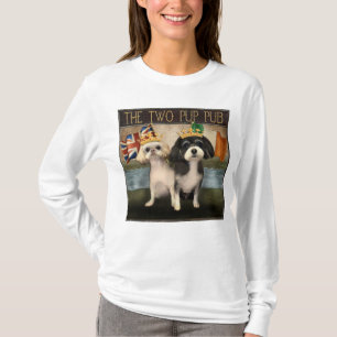 Two Pup Pub Sign w/ British & Irish Flags T-Shirt