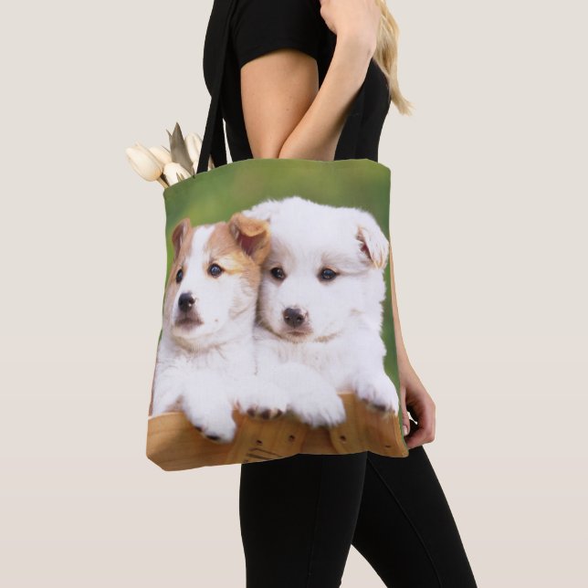 Two Puppies Tote Bag (Close Up)