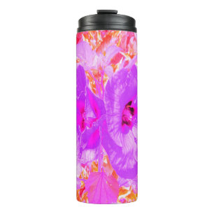 Two Purple and Hot Pink Plum Crazy Hibiscus Thermal Tumbler