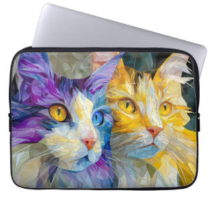 Two Purple and Yellow Cats Laptop Sleeve