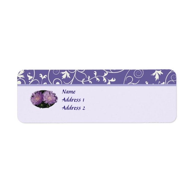 Two Purple Asters Save the Date Return Address Label (Front)