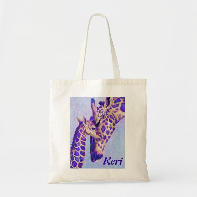 Two purple giraffes tote bag (Front)