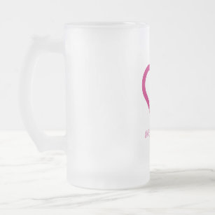 Two  Purple Hearts Lovely Valentine's Day Designer Frosted Glass Beer Mug