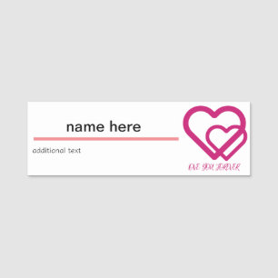 Two  Purple Hearts Lovely Valentine's Day Designer Name Tag