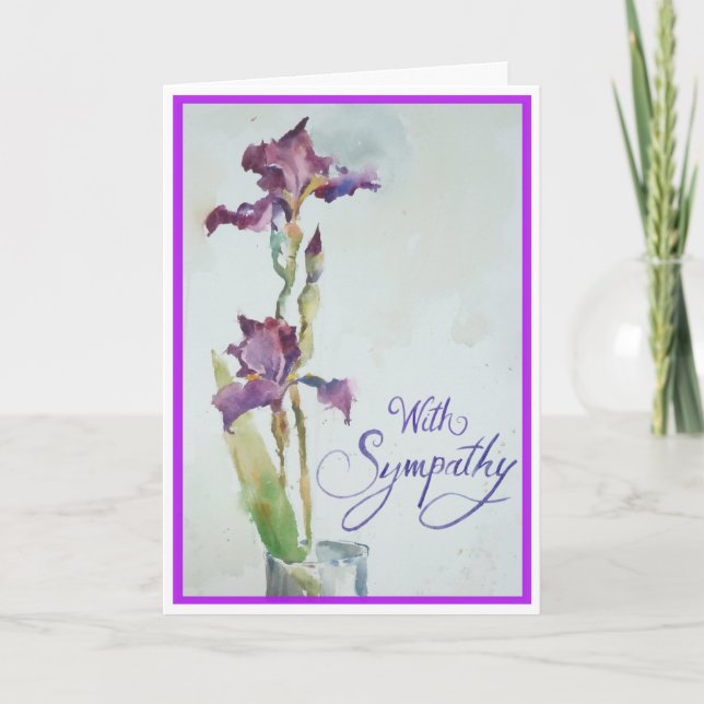 Two Purple Iris Sympathy Card (Front)