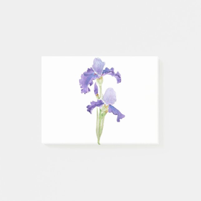 two purple irises ink and watercolor post-it notes (Front)