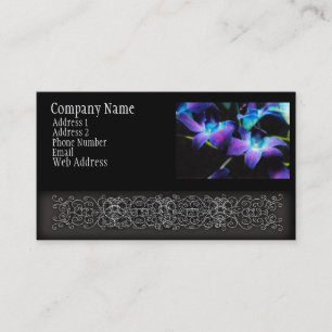 Two Purple Orchids On Black Business Card