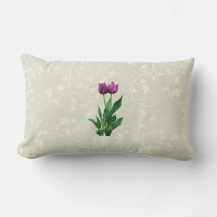 Two Purple Tulips Lumbar Cushion