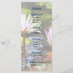 Two Purple Water Lotus Wedding Menu