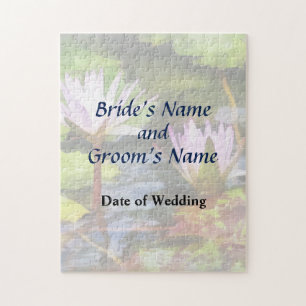 Two Purple Water Lotus Wedding Products Jigsaw Puzzle