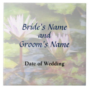 Two Purple Water Lotus Wedding Products Tile