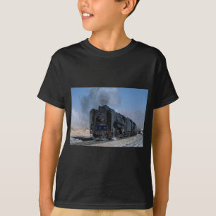 Two QJ's on freight to Hexipu, northwest China T-Shirt
