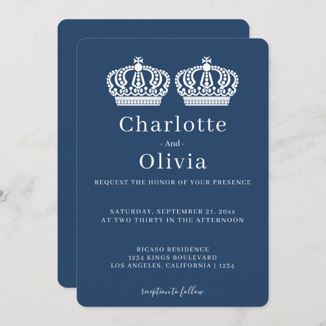 Two Queens Make A Pair Crown Themed Gay Wedding (Front/Back)