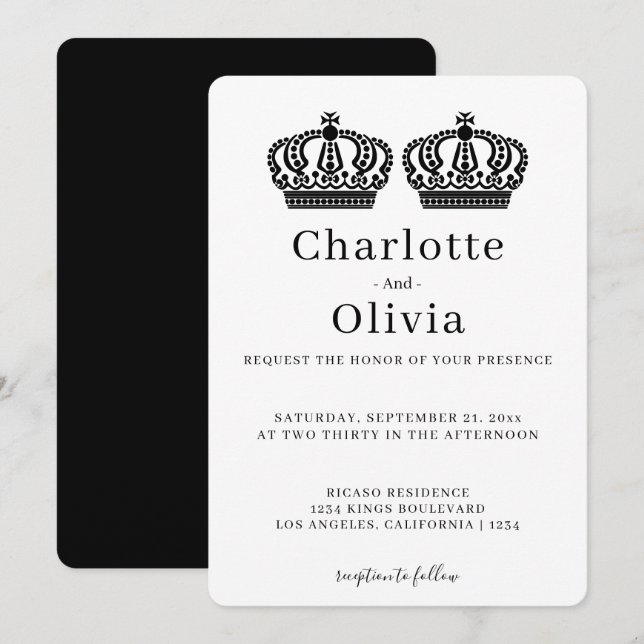 Two Queens Make A Pair Crown Themed Gay Wedding (Front/Back)