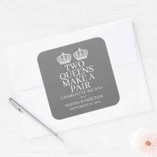 Two Queens Make A Pair Gay Lesbian Wedding Square Sticker