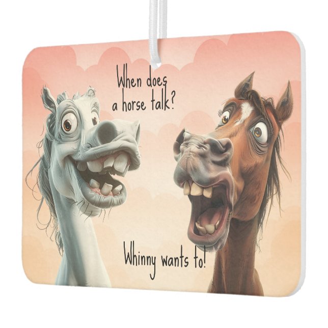 Two Quirky Horse Joke Black Pink Car Air Freshener (Left)