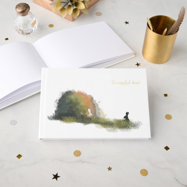 Two Rabbits in a field Guest Book (Front Open)