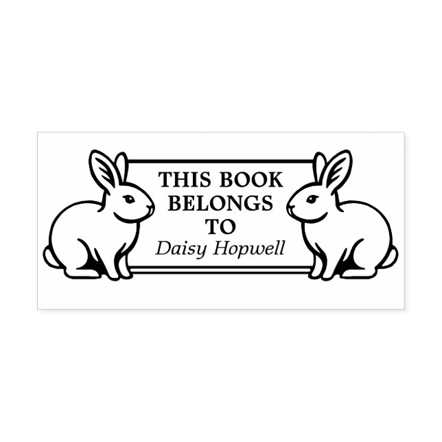 Two Rabbits - This Book Belongs to (Ex Libris) Rubber Stamp (Imprint)