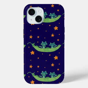Two Raccoons in a Pea Pod   Whimsical Folk Art iPhone 15 Case