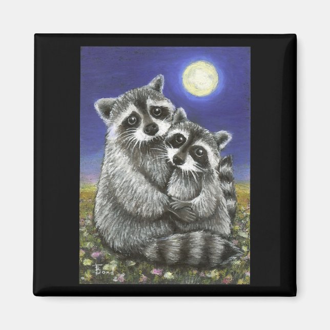 Two raccoons madly in love magnet (Front)