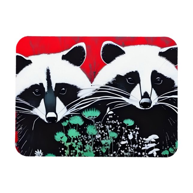 Two Raccoons Magnet (Horizontal)
