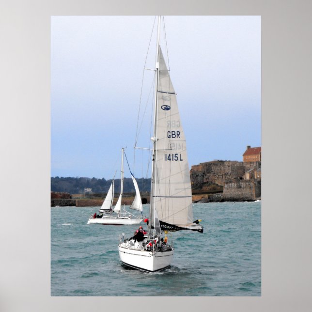 Two racing yachts boating poster (Front)
