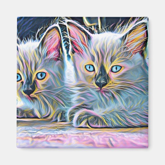 Two ragdoll kittens postcard magnet (Front)