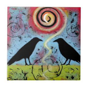 Two Ravens Reflect Ceramic Tile