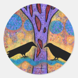 Two Ravens Sit & Reflect on Life Stickers