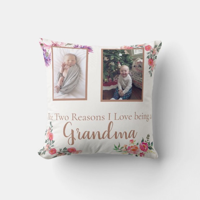 two reasons i love being a grandma personalised cushion (Front)