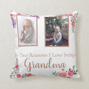 two reasons i love being a grandma personalised cushion