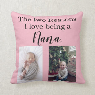 two reasons i love being a nana personalised cushion