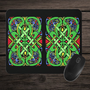 Two Rectangular Irish Celtic Knot Designs on Black Mouse Pad