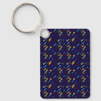 Two rectangular keychains with a ring
