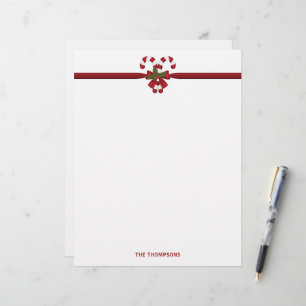 Two Red And White Festive Candy Canes With Text Custom Letterhead