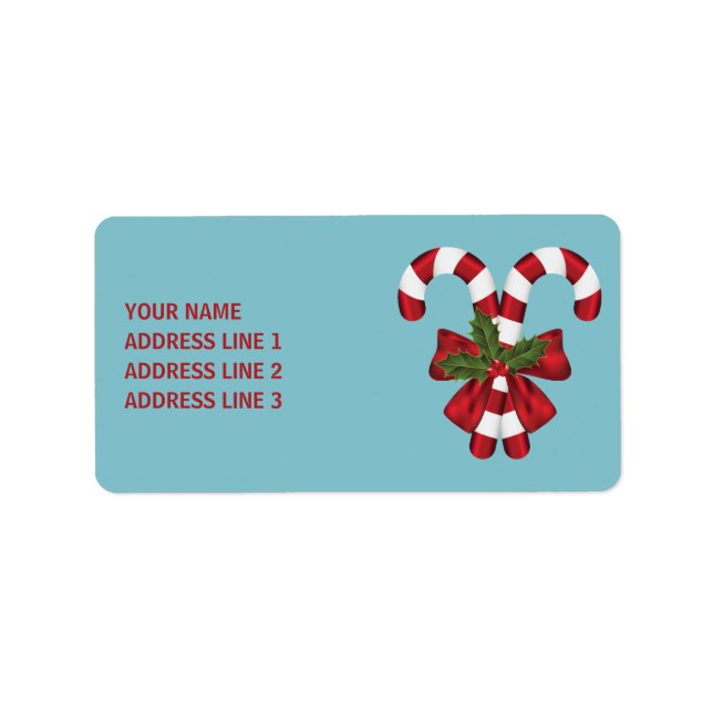 Two Red And White Festive Candy Canes With Text Label (Front)