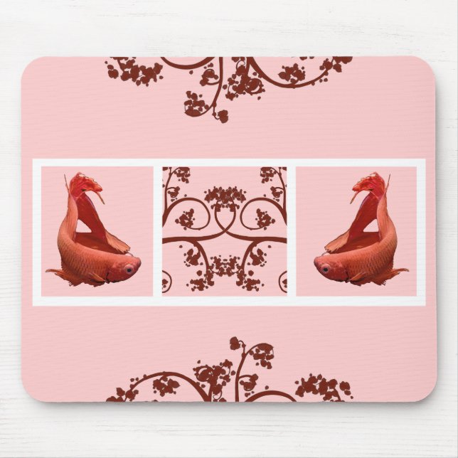 Two Red Bettas Filmstrip Mouse Pad (Front)