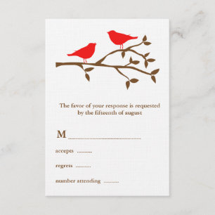 Two Red Birds Wedding RSVP Card
