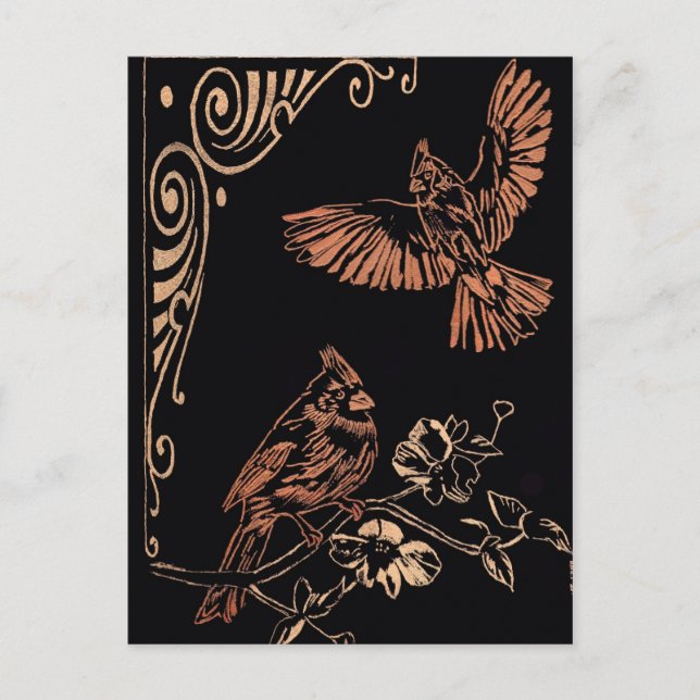 Two Red Cardinals Postcard (Front)