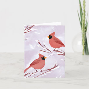 Two Red Cardinals   Watercolor Remembrance Holiday Card